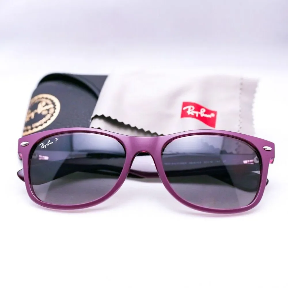 Ray-Ban New Wayfarer Violet Matte Gray Polarized Lens 55-18 145
